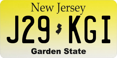 NJ license plate J29KGI