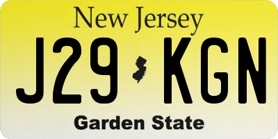 NJ license plate J29KGN