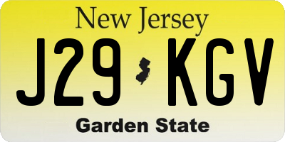 NJ license plate J29KGV