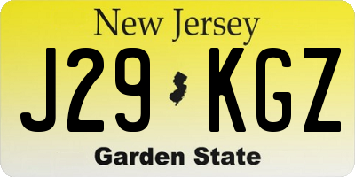 NJ license plate J29KGZ