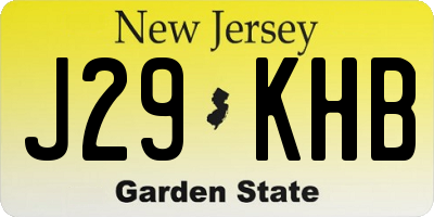 NJ license plate J29KHB