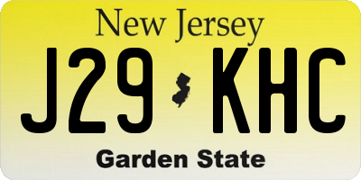 NJ license plate J29KHC