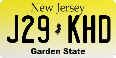 NJ license plate J29KHD