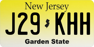 NJ license plate J29KHH