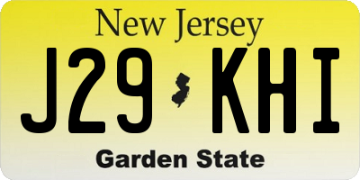NJ license plate J29KHI