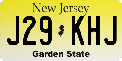 NJ license plate J29KHJ