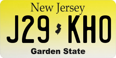 NJ license plate J29KHO