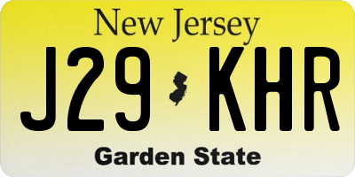 NJ license plate J29KHR