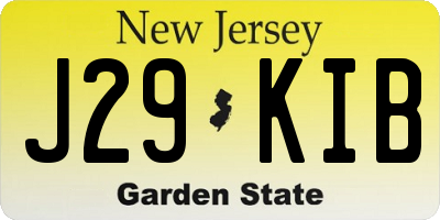 NJ license plate J29KIB