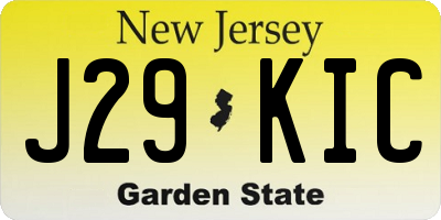 NJ license plate J29KIC