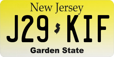 NJ license plate J29KIF