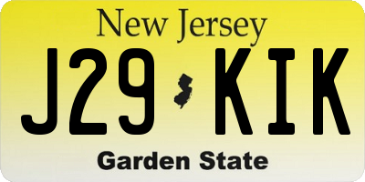 NJ license plate J29KIK