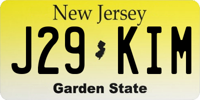 NJ license plate J29KIM