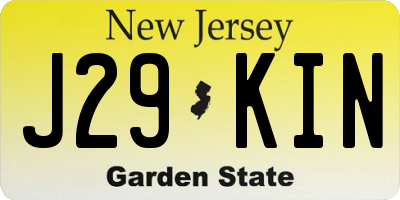 NJ license plate J29KIN