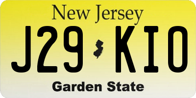 NJ license plate J29KIO