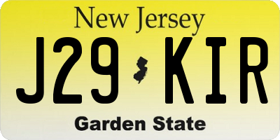 NJ license plate J29KIR