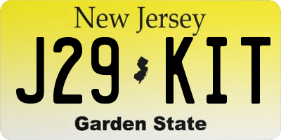 NJ license plate J29KIT