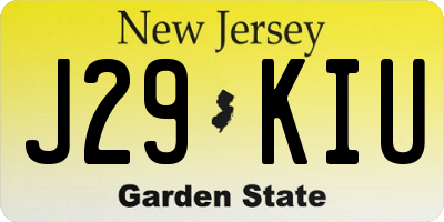 NJ license plate J29KIU