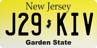 NJ license plate J29KIV