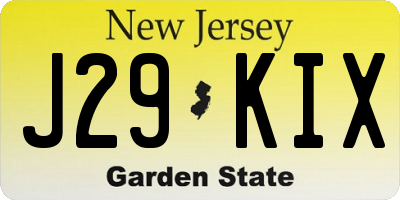 NJ license plate J29KIX