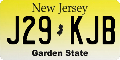 NJ license plate J29KJB