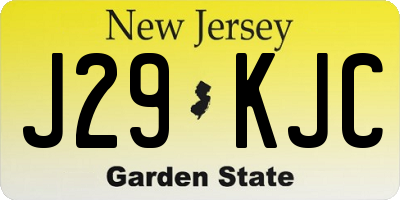 NJ license plate J29KJC