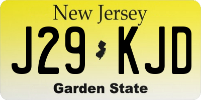 NJ license plate J29KJD
