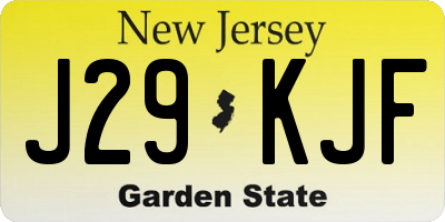 NJ license plate J29KJF