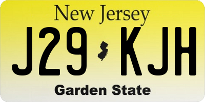 NJ license plate J29KJH
