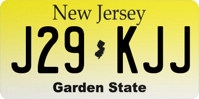 NJ license plate J29KJJ