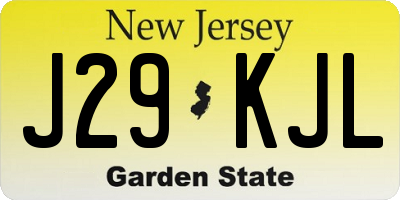 NJ license plate J29KJL