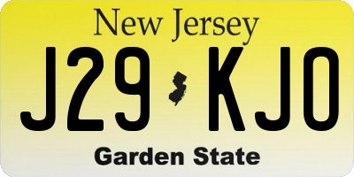 NJ license plate J29KJO
