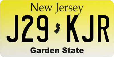 NJ license plate J29KJR