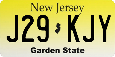 NJ license plate J29KJY