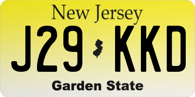 NJ license plate J29KKD