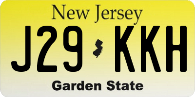 NJ license plate J29KKH