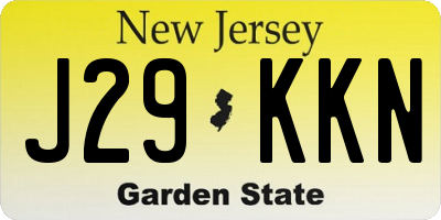 NJ license plate J29KKN