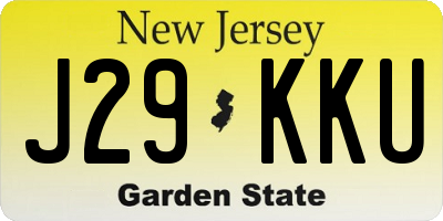 NJ license plate J29KKU