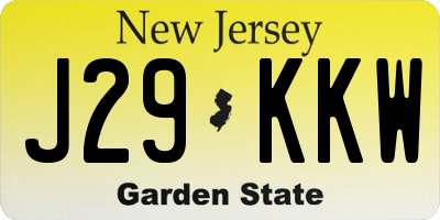 NJ license plate J29KKW