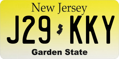 NJ license plate J29KKY