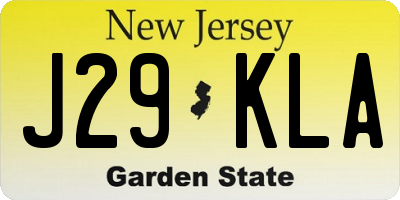 NJ license plate J29KLA