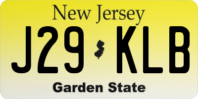 NJ license plate J29KLB