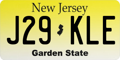 NJ license plate J29KLE