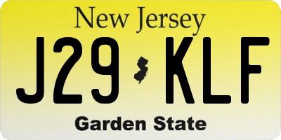 NJ license plate J29KLF