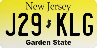 NJ license plate J29KLG