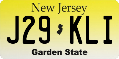 NJ license plate J29KLI
