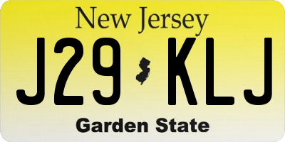 NJ license plate J29KLJ