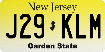 NJ license plate J29KLM