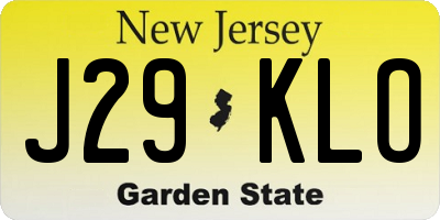 NJ license plate J29KLO