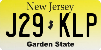 NJ license plate J29KLP